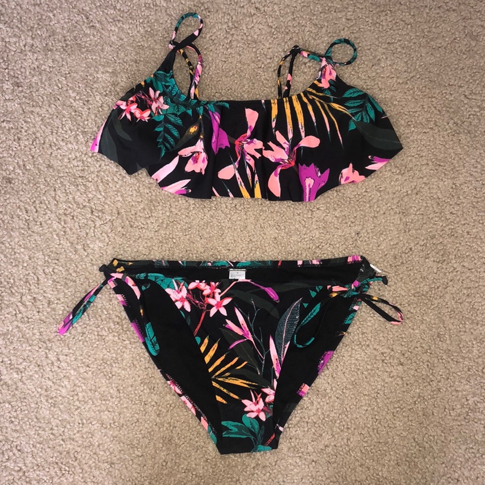 flowery bathing suit